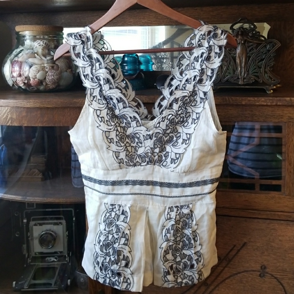 Lace, Embroidered Peplum-style top - Anthropologie