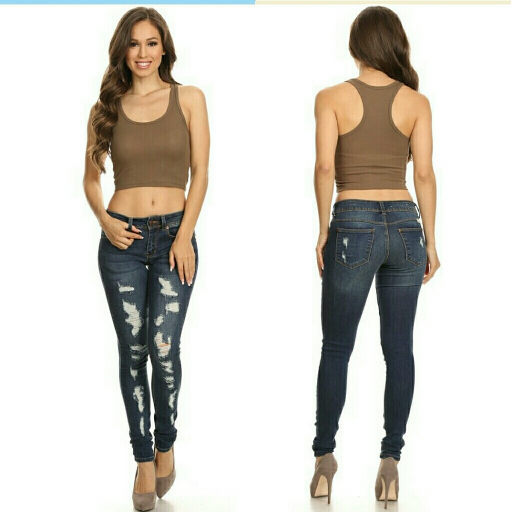 Skinny ripped jeans