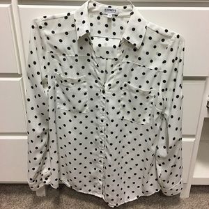 Express polka dot button down portofino