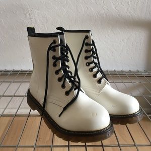 White combat boots