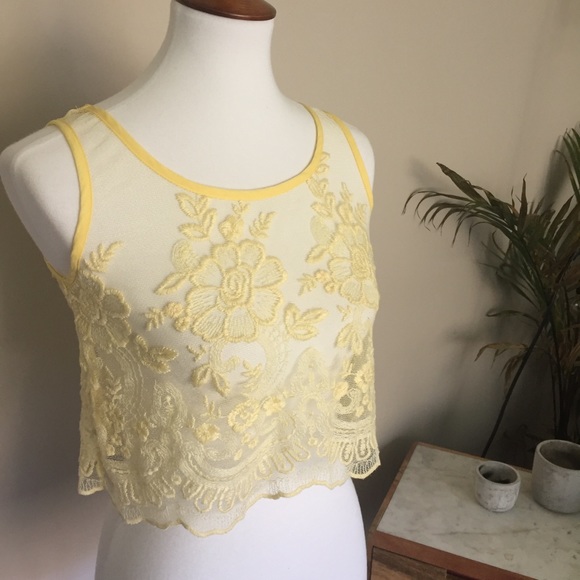 yellow lace crop top