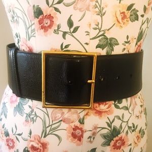 YSL Black Patent Leather Belt