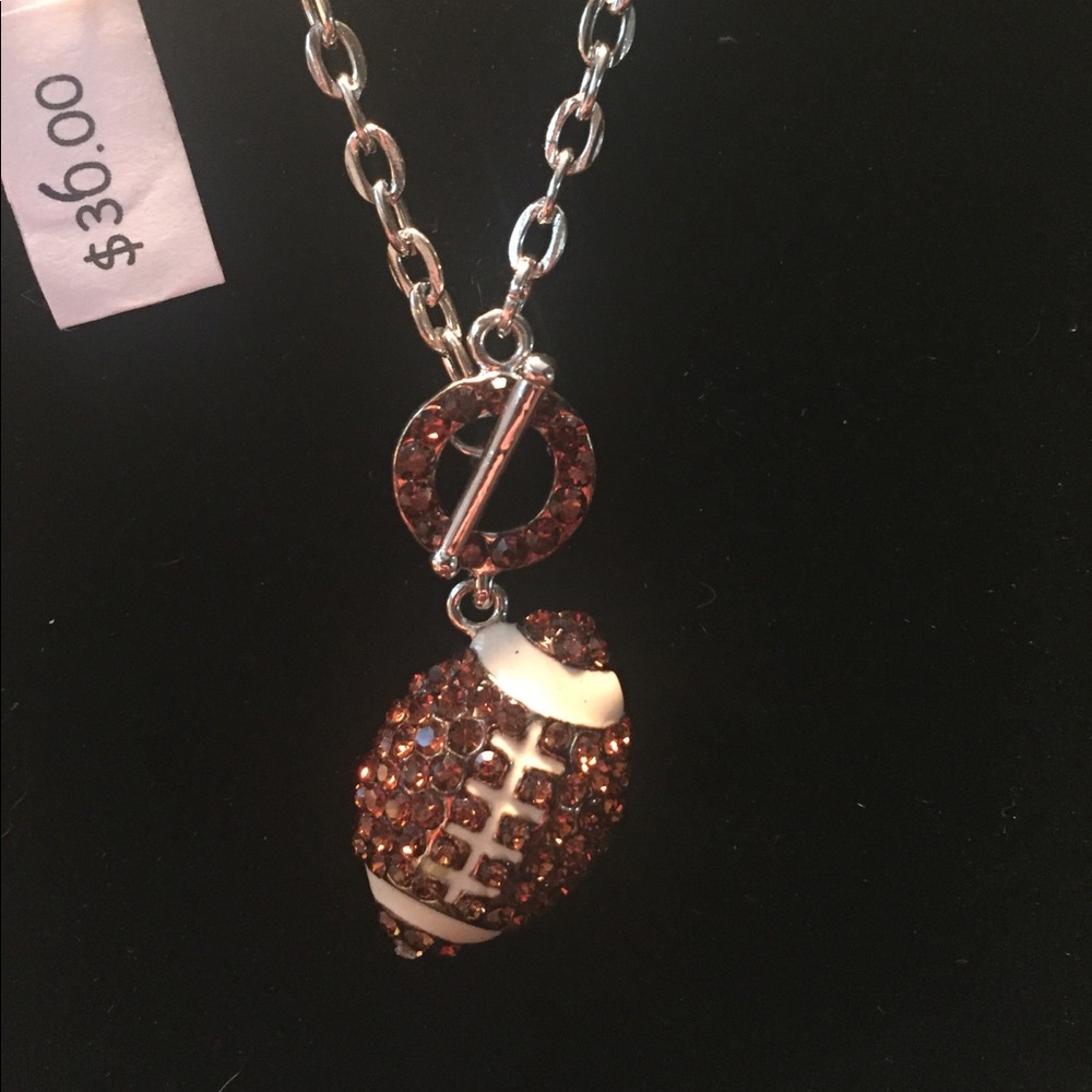Crystal Football Necklace 16" NWT