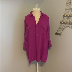Splendid Pink Pocket Contrast Top 1X