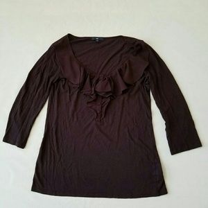 GAP PLUM RUFFLE LONG SLEEVE TOP S