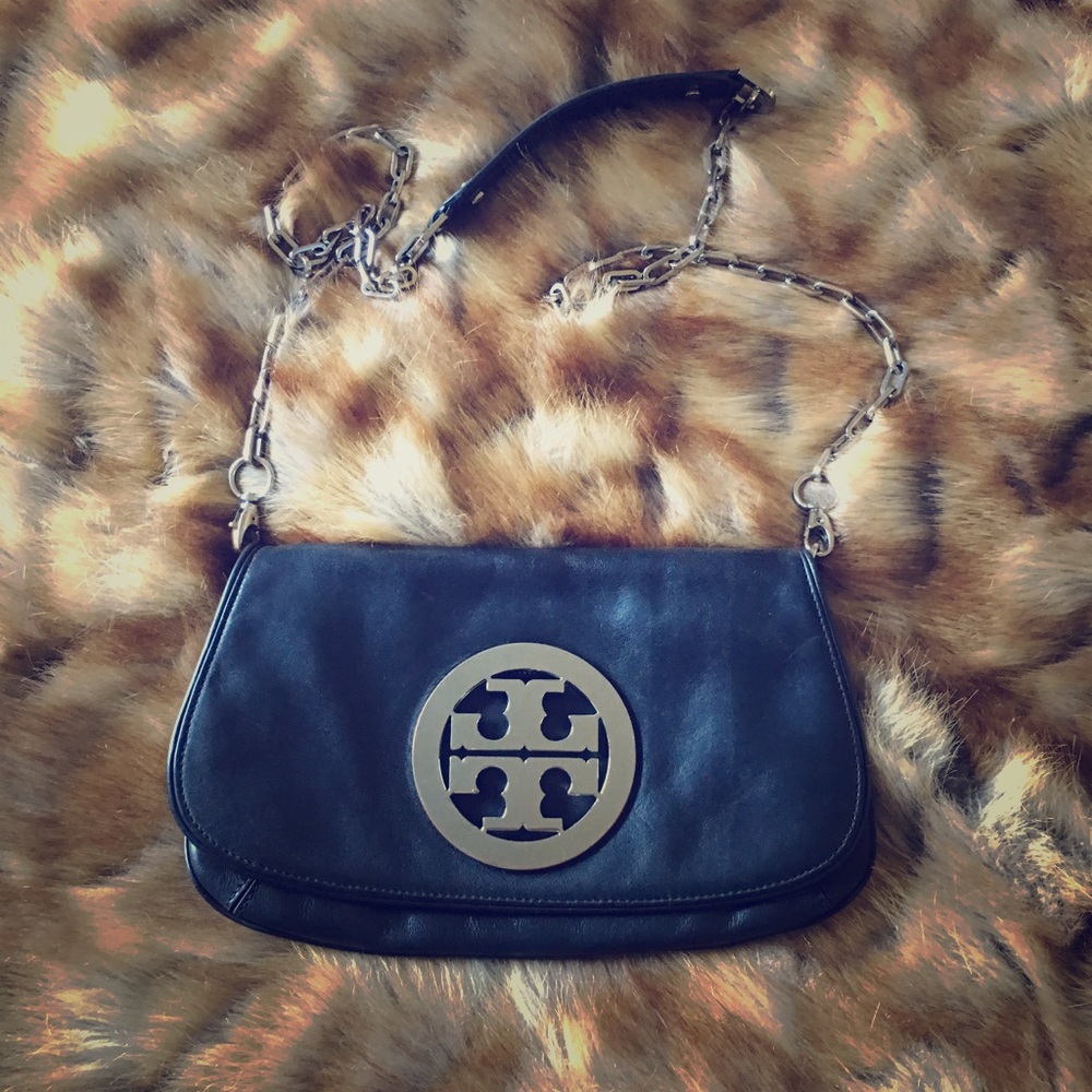 Tory Burch black/silver chain crossbody