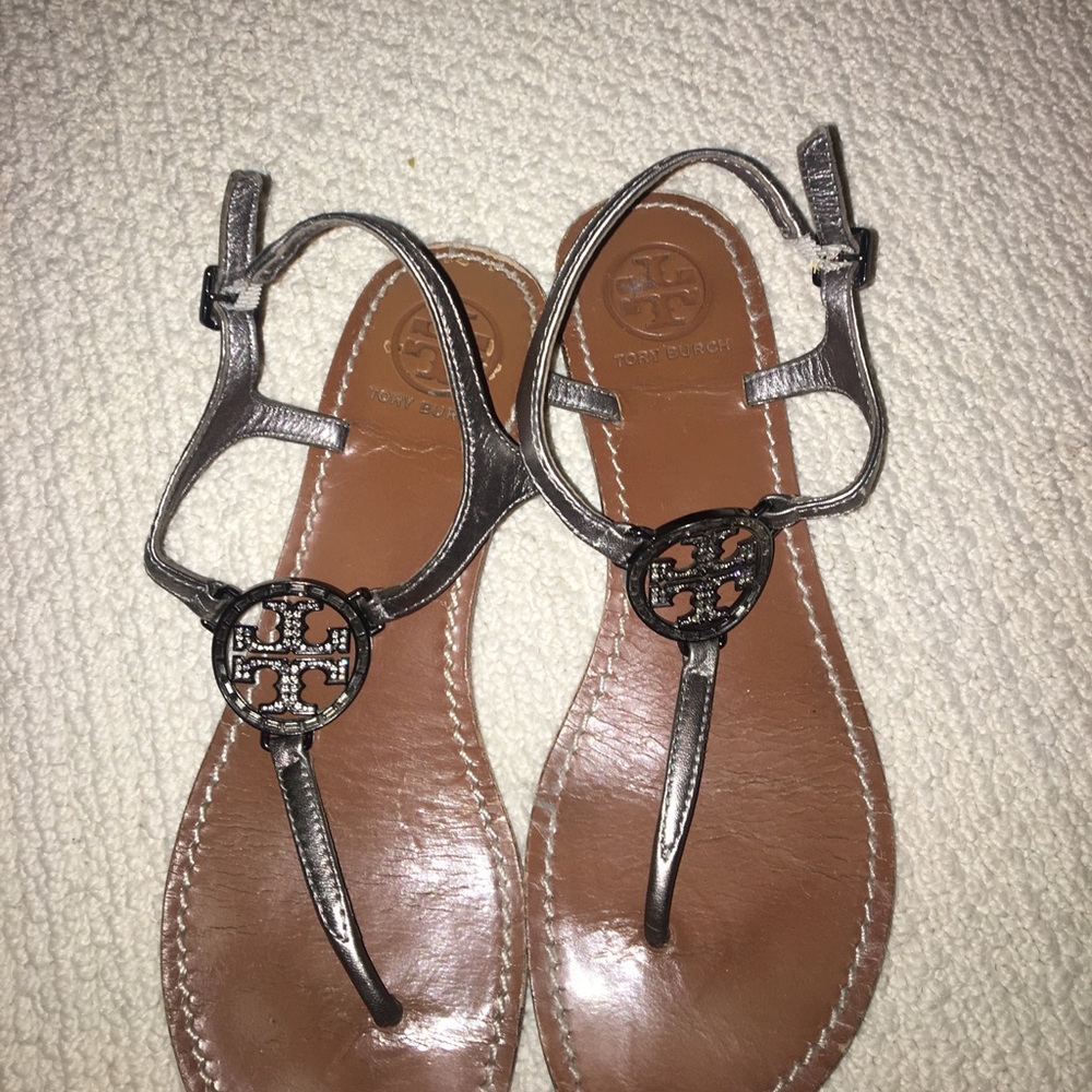 Tory Burch Sandals - Metallic Space Gray