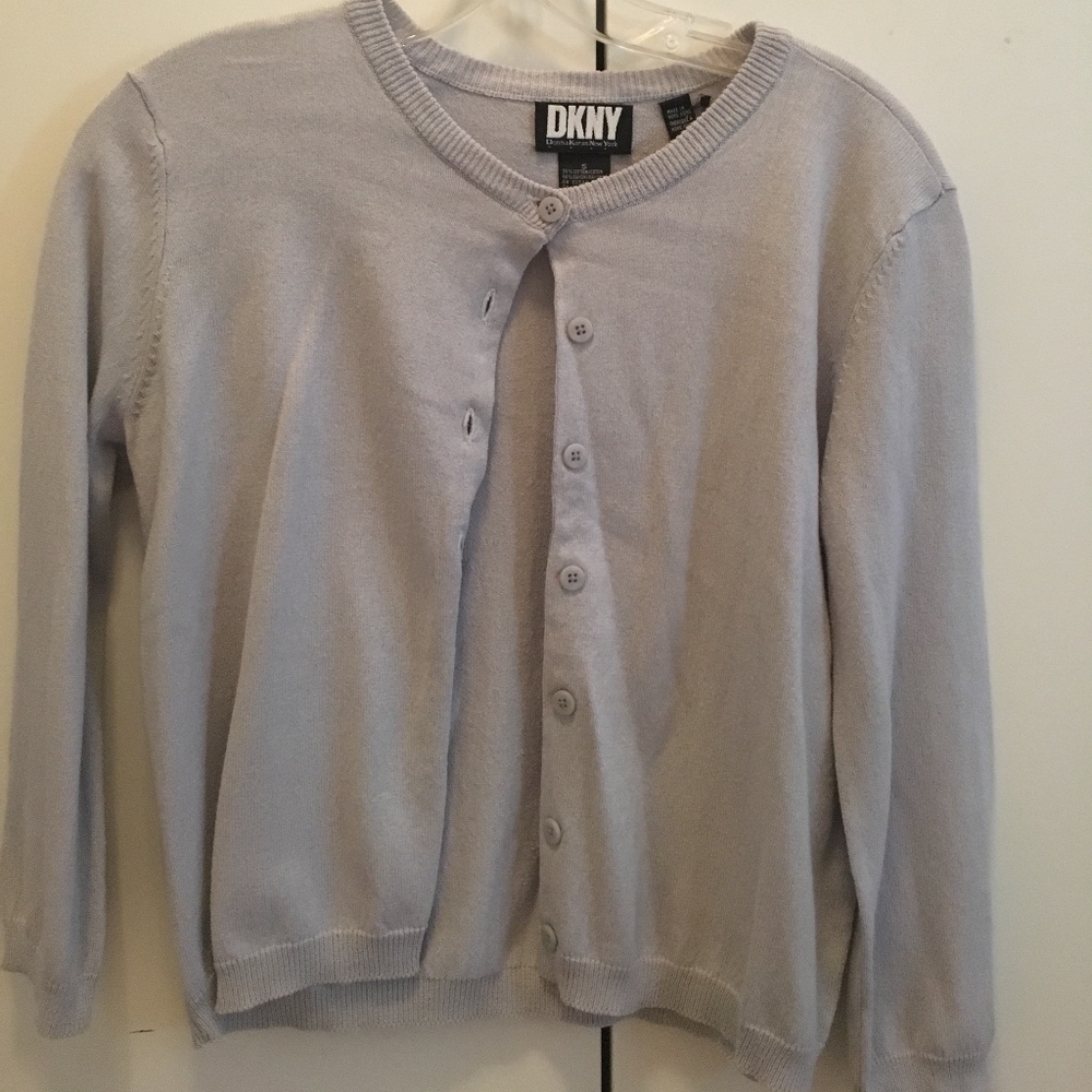 Grey Blue Button Down Sweater - image 1