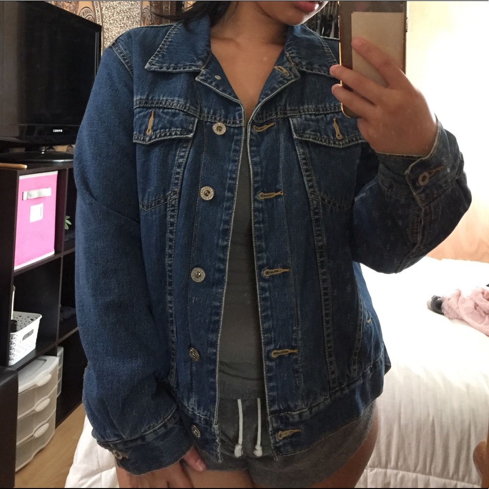 OLD NAVY Jean Jacket w/ red fur on the inside