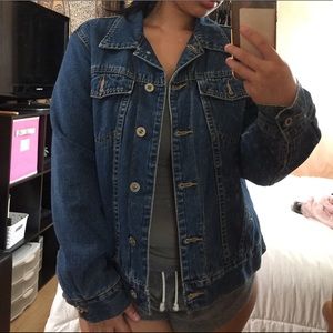 OLD NAVY Jean Jacket w/ red fur on the inside