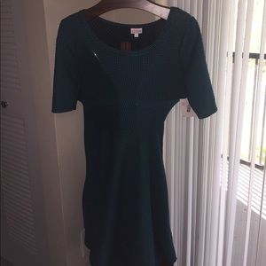 LuLaRoe teal/black A-line dress 'Nicole' sz L NWT