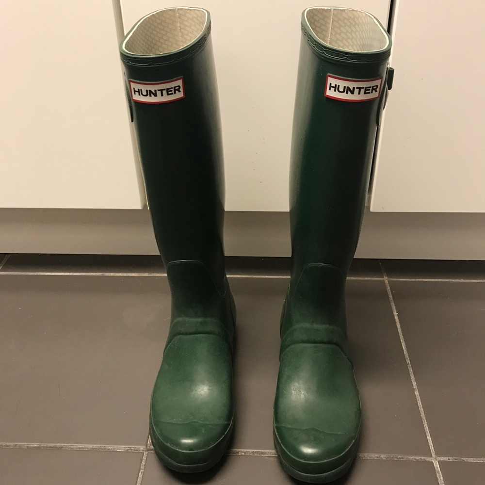 Original Tall Dark Green HUNTER Rain Boots Sz 7