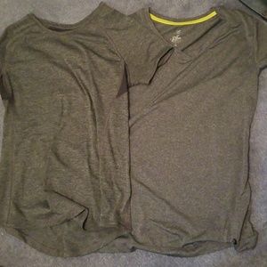 2 grey active wear shirts