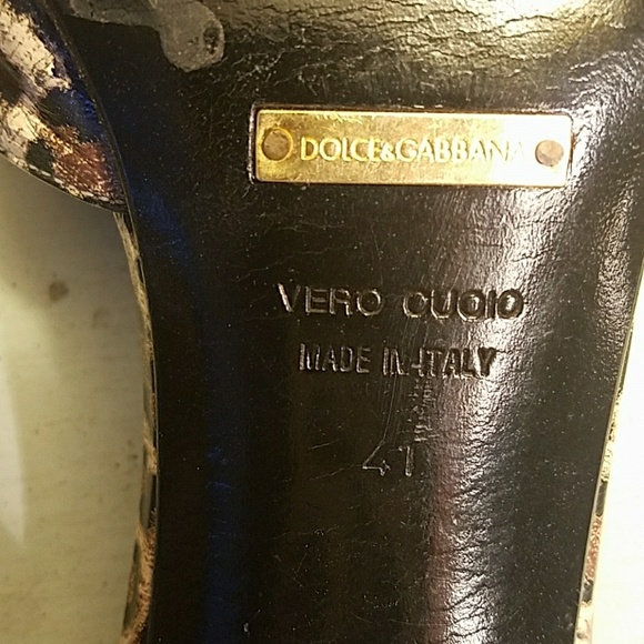 DOLCE & GABBANA LEATHER LEAPORD SANDAL HEELS - Picture 6 of 10