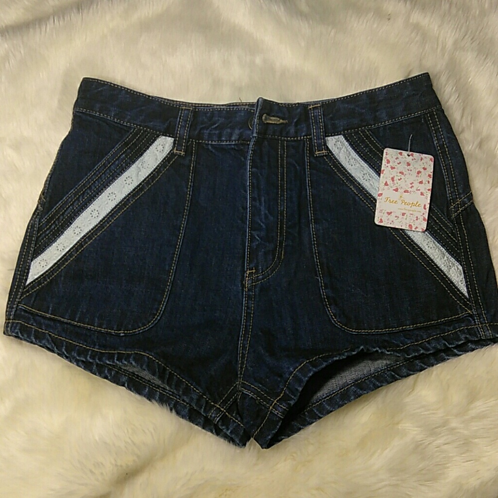 Free People Dark Denim Sweet Surrender Shorts - Picture 1 of 7