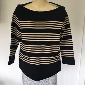 FOREVER 21 BLACK & GOLD STRIPE KNIT TOP NEW