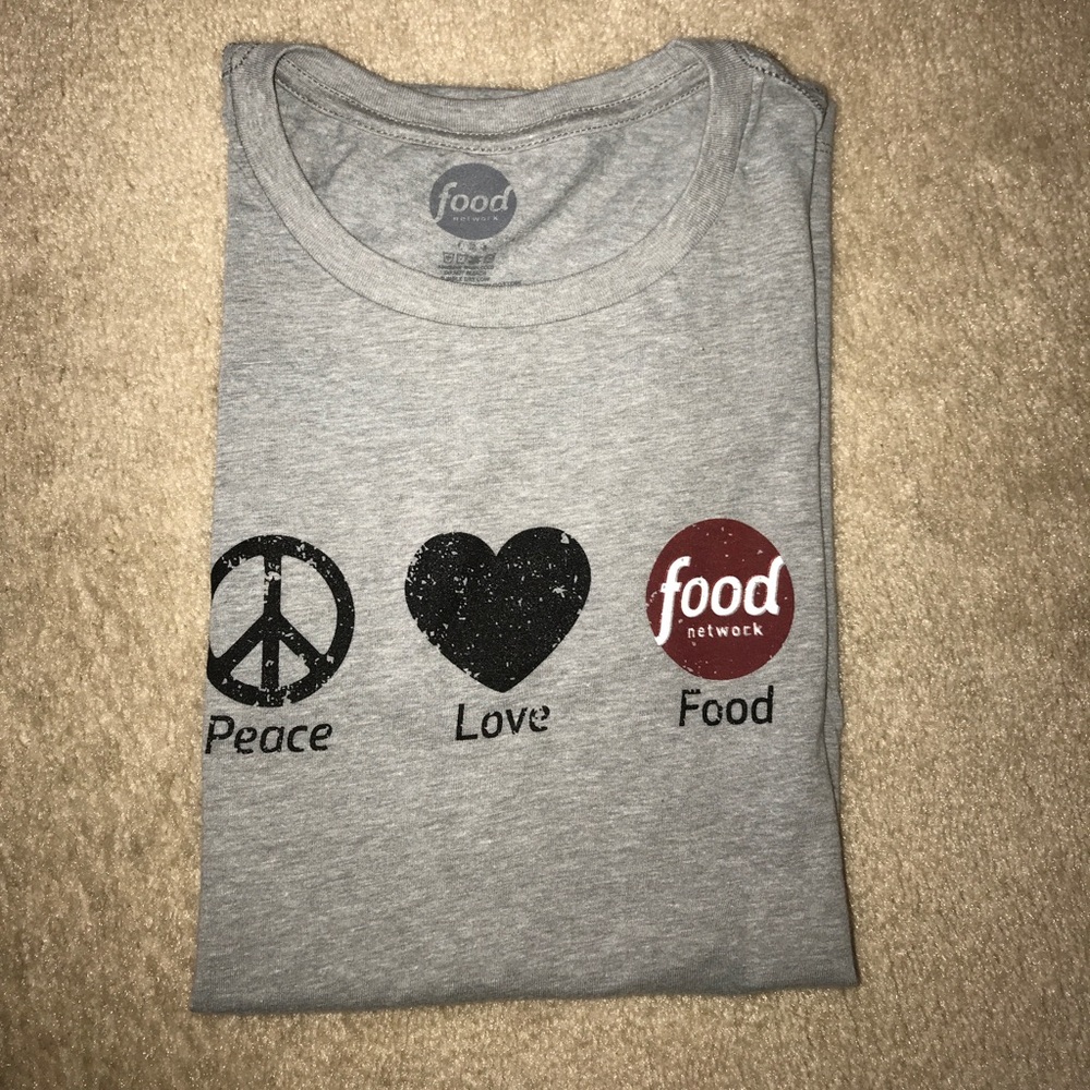 RARE Food Network peace love food gray T-shirt