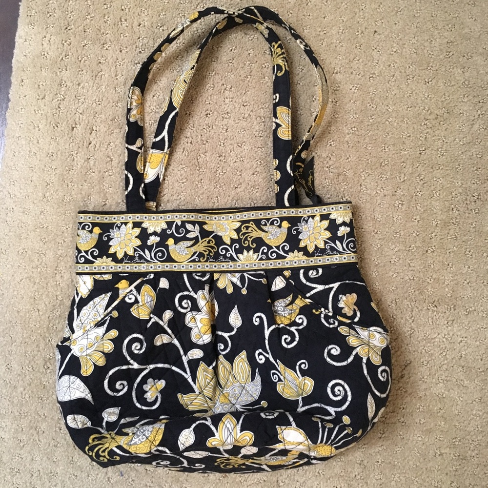 Vera Bradley "Yellow Bird" Pleated Handbag