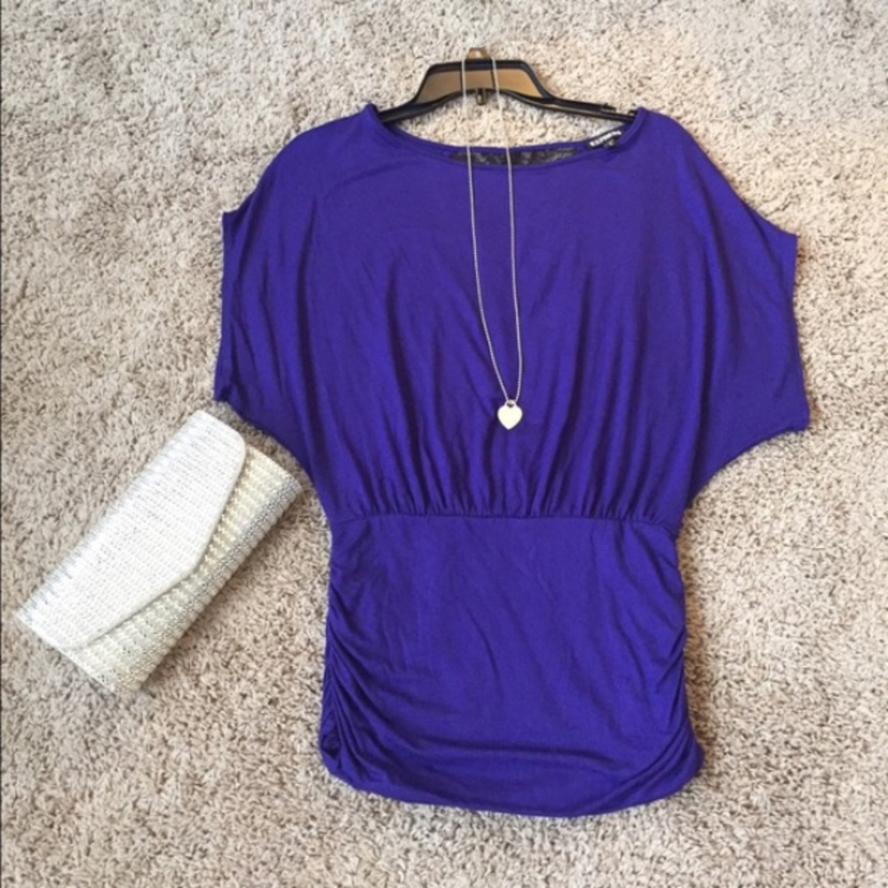 ❤️4 for $10❤️Royal purple express top Black lace