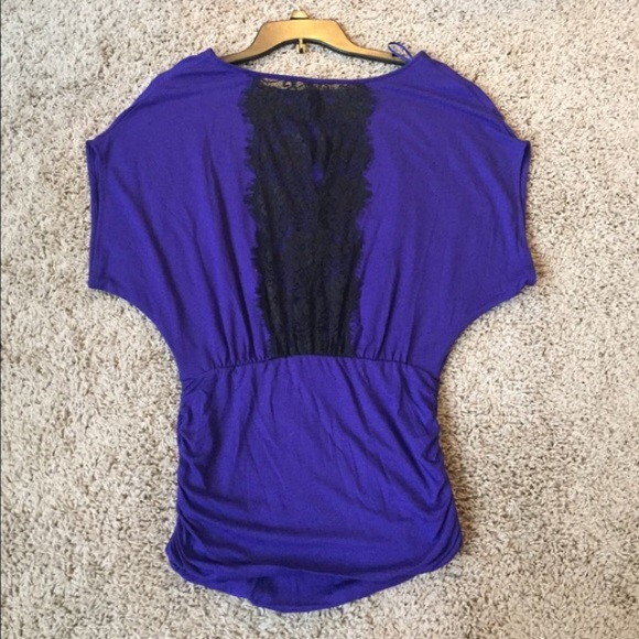 ❤️4 for $10❤️Royal purple express top Black lace - Picture 3 of 3