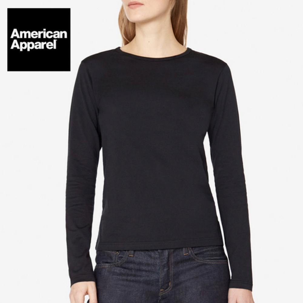 AMERICAN APPAREL Black Long Sleeve Crew Neck Tee