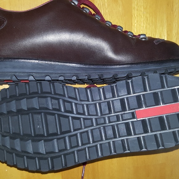 PRADA Mens Leather Boots Hiking Shoes