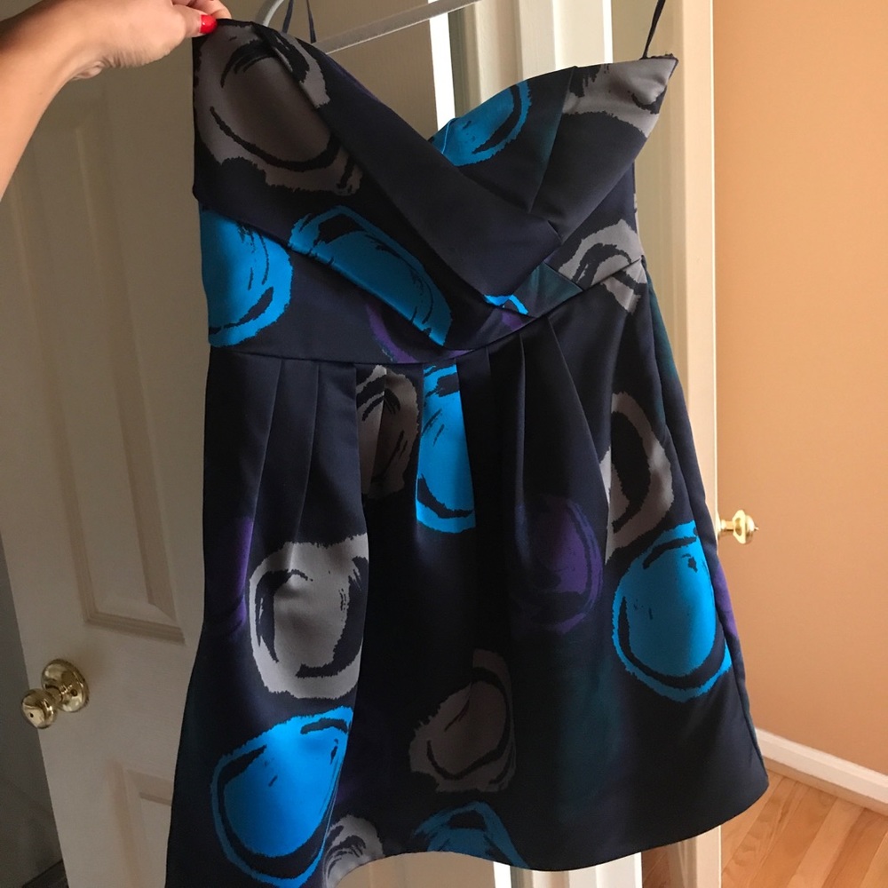 Armani Exchange, navy multi color mini dress.