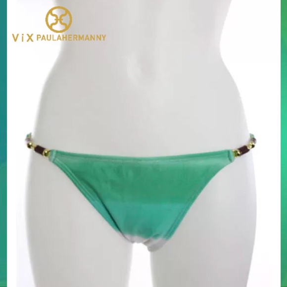 VIX PAULAHERMANNY Green/Wht Stripe Bikini Bottom - Picture 1 of 3