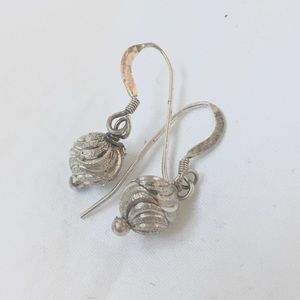 Silver Dangle Earrings Twisted Ball Boho Prom Grandma Y2K Minimalist Homecoming