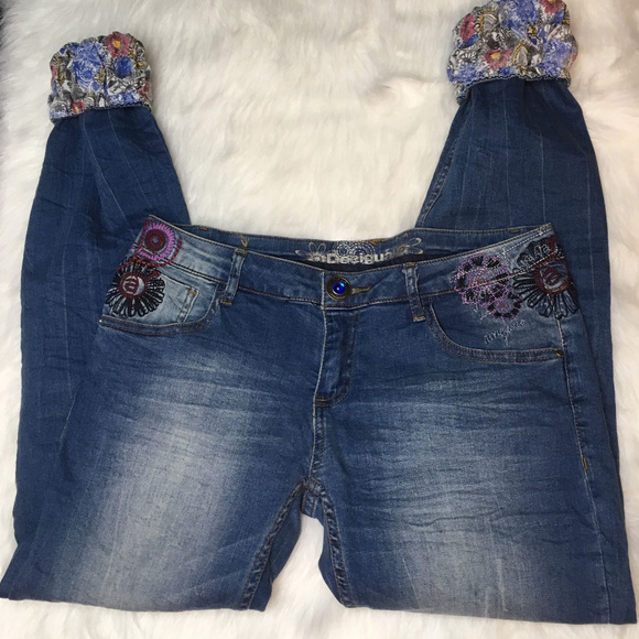 desigual embroidered jeans