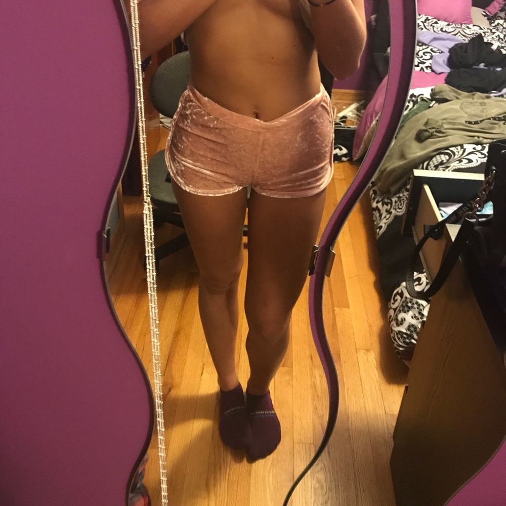 pink velvet lounge shorts