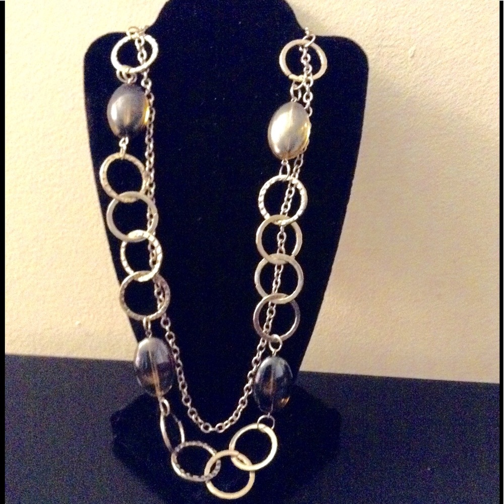 Silvertone double necklace
