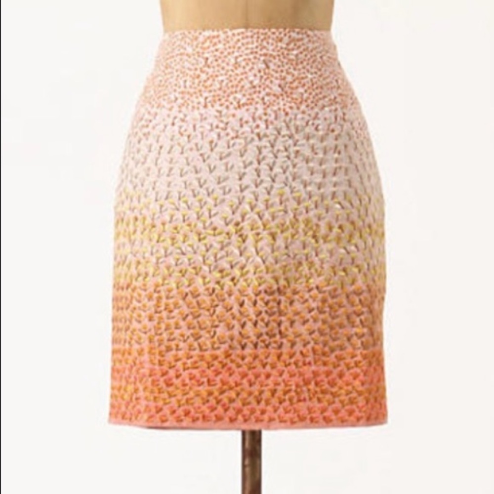 Anthropologie ombré petals pencil skirt