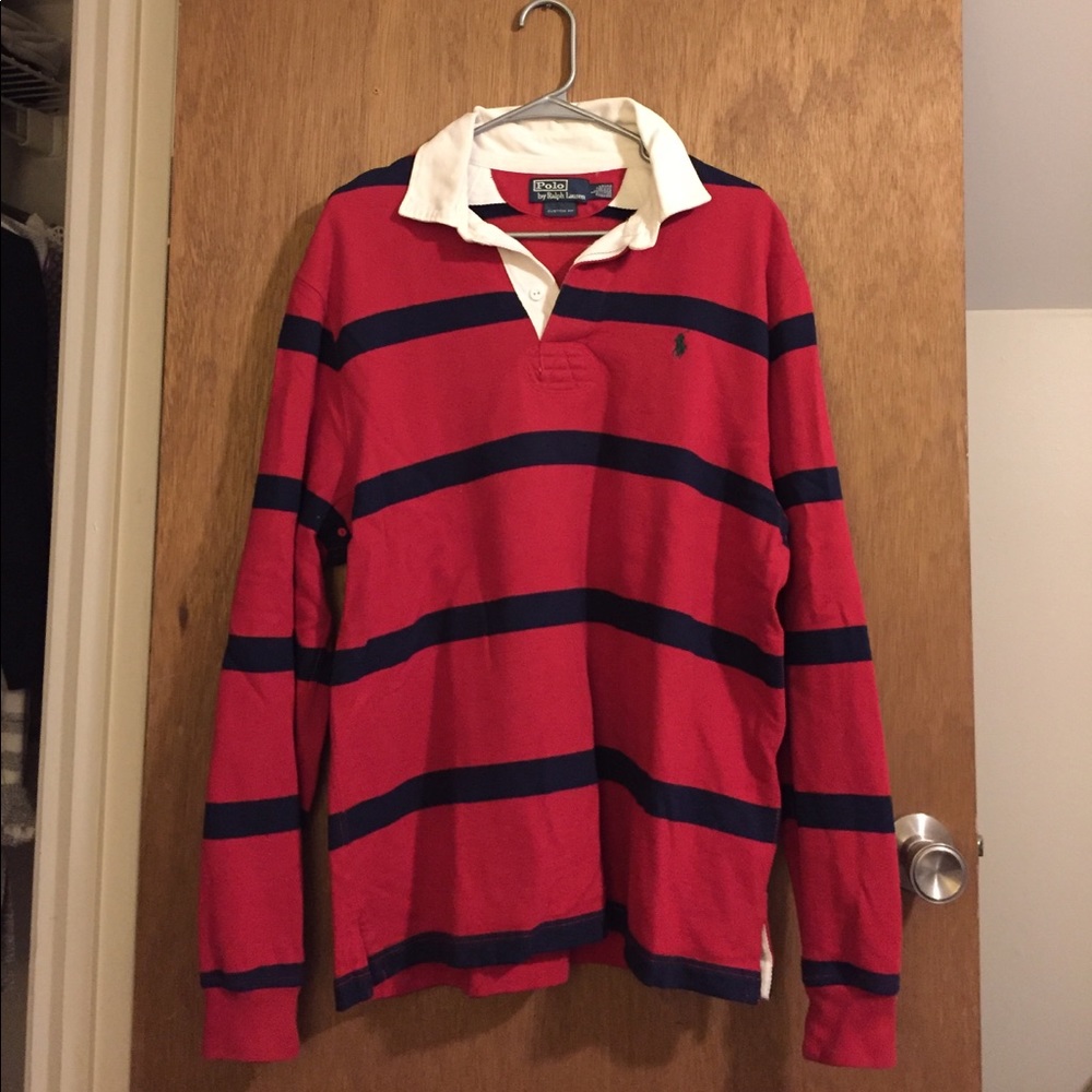 Red with Navy stripped Polo