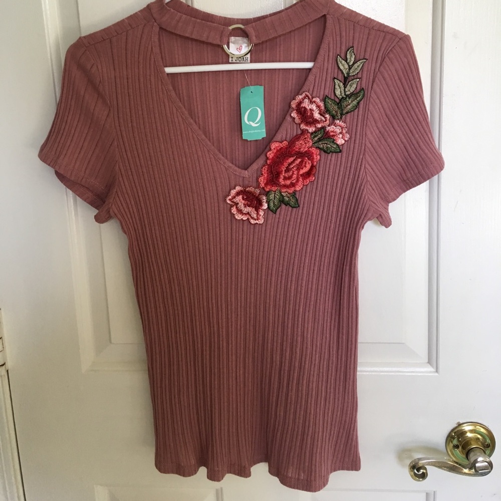 A Dark Nude Pink V-Neck Top