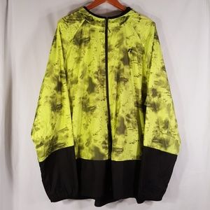 Russell 3XL Neon Green Camo Hooded Windbreaker