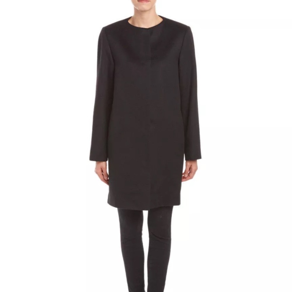 New Sofia Cashmere wool-blend black coat size 6