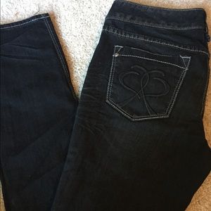 Express dark blue skinny jeans long