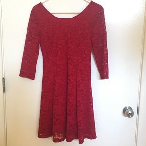 Red, Lacy Lush Brand Skater Dress