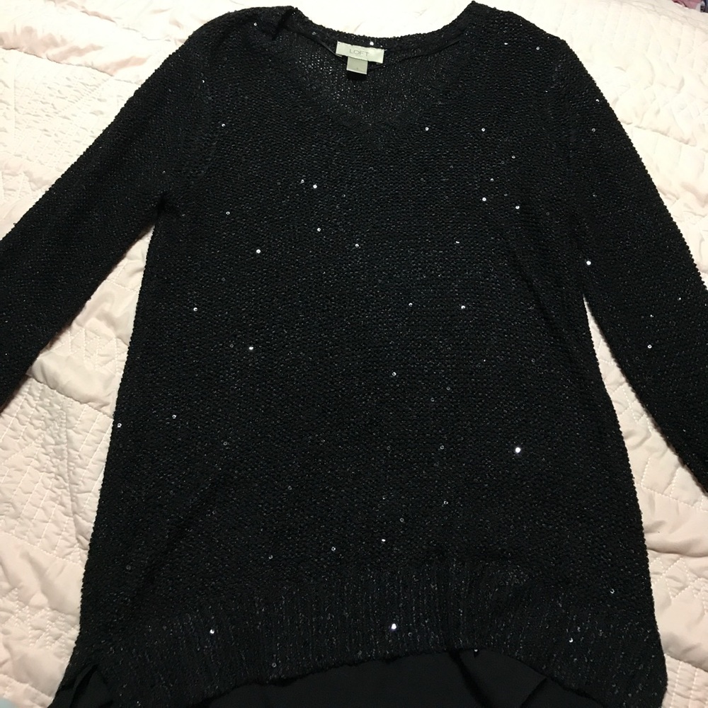 Black sparkle knit top