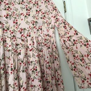 Bell Sleeve Boho Floral Mini Dress 