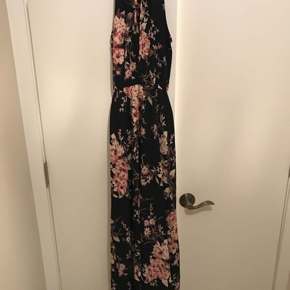 Feel the music navy blue print floral maxi - lulus