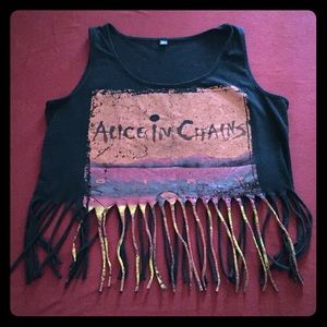 Alice In Chains fringed crop top