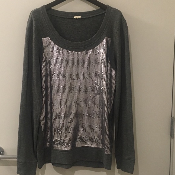J Crew sequined gray top. - Picture 2 of 4