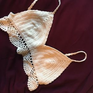 Crochet off white crop top