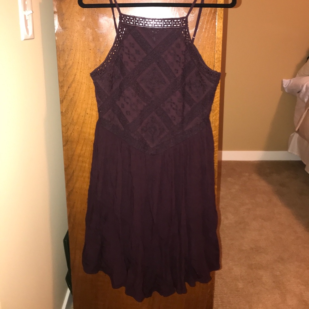 Plum High-Neck Dress