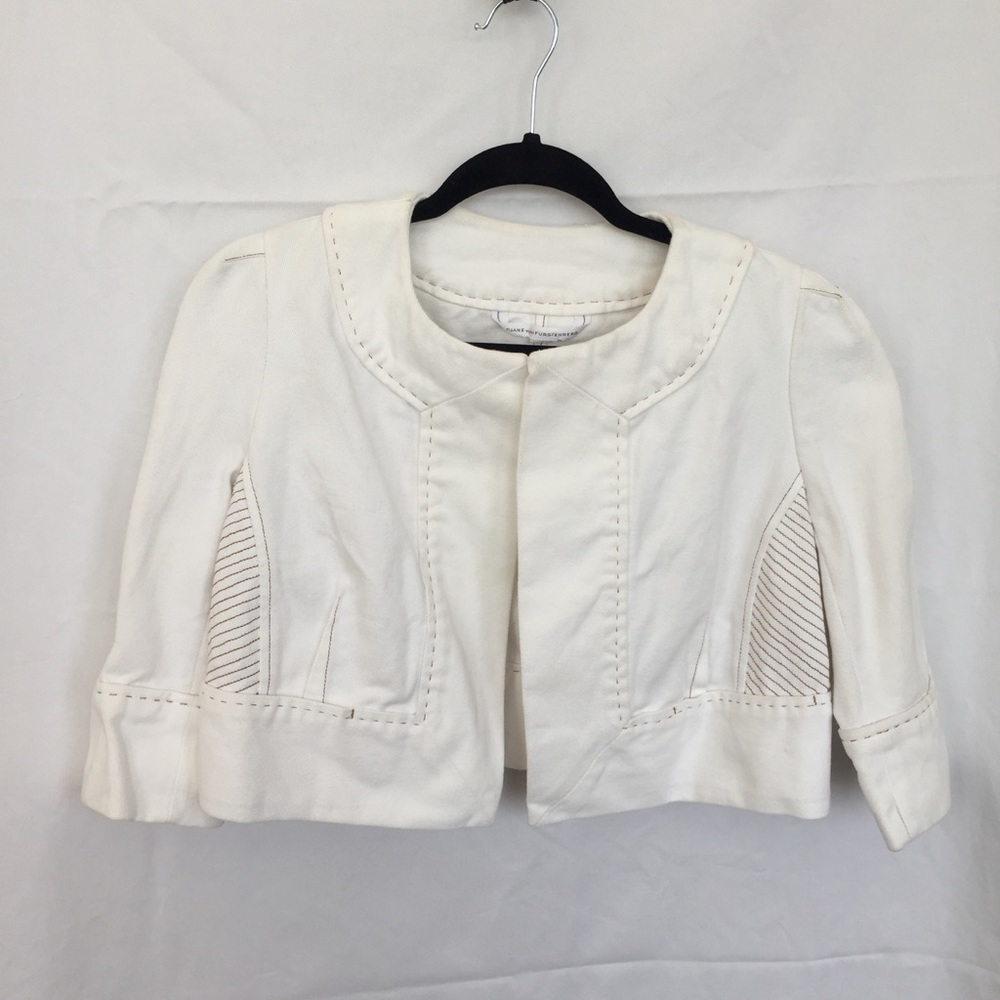 DVF WHITE CROPPED JACKET