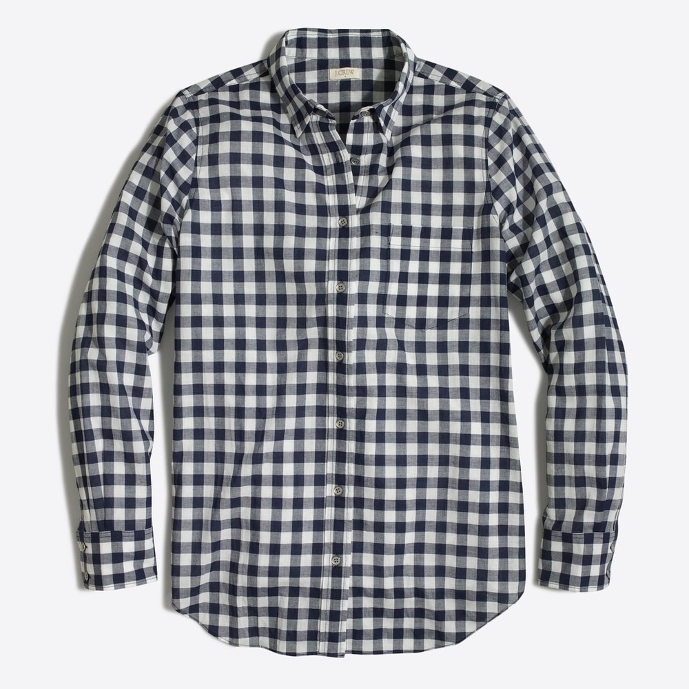 J.Crew perfect fit navy plaid button-down - M