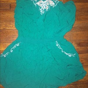 Bright green bandeau romper/ onesie