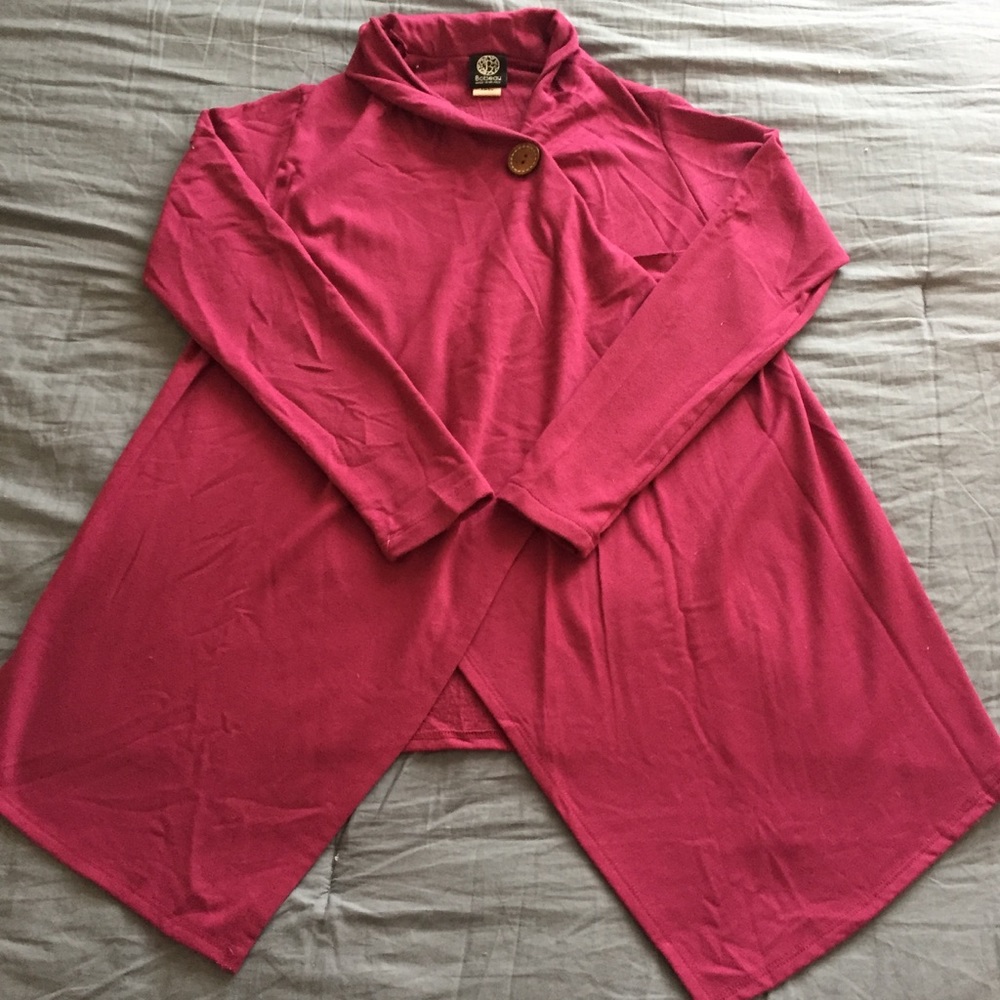 Bobeau One-Button Fleece Cardigan